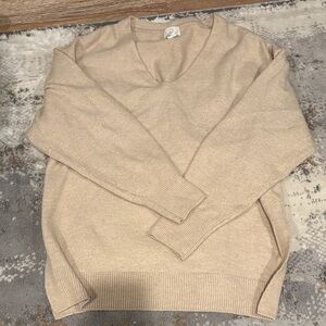 Oversized vneck Cream Sweater